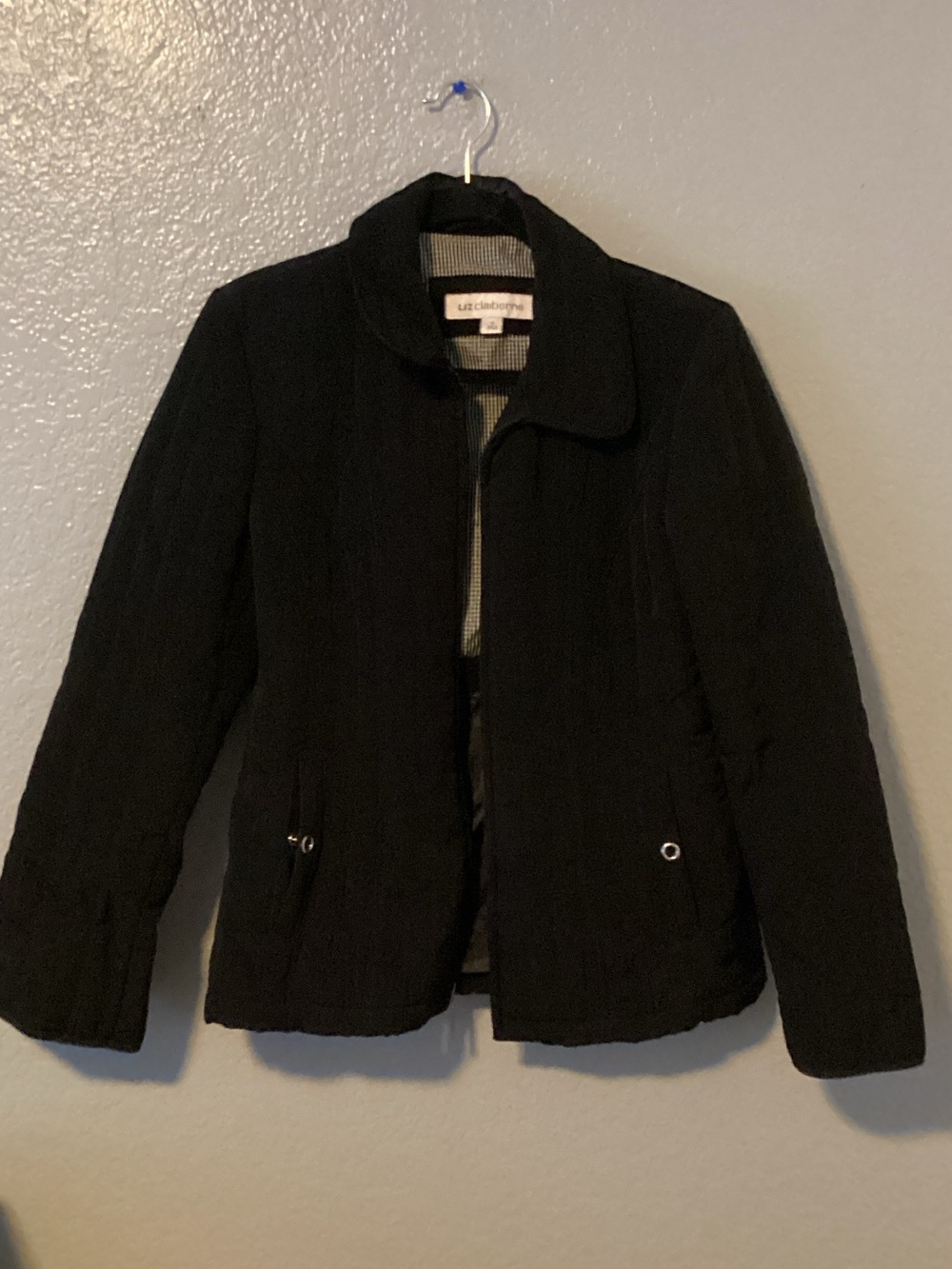 Liz Claiborne Black Quilted Short Coat NWOT